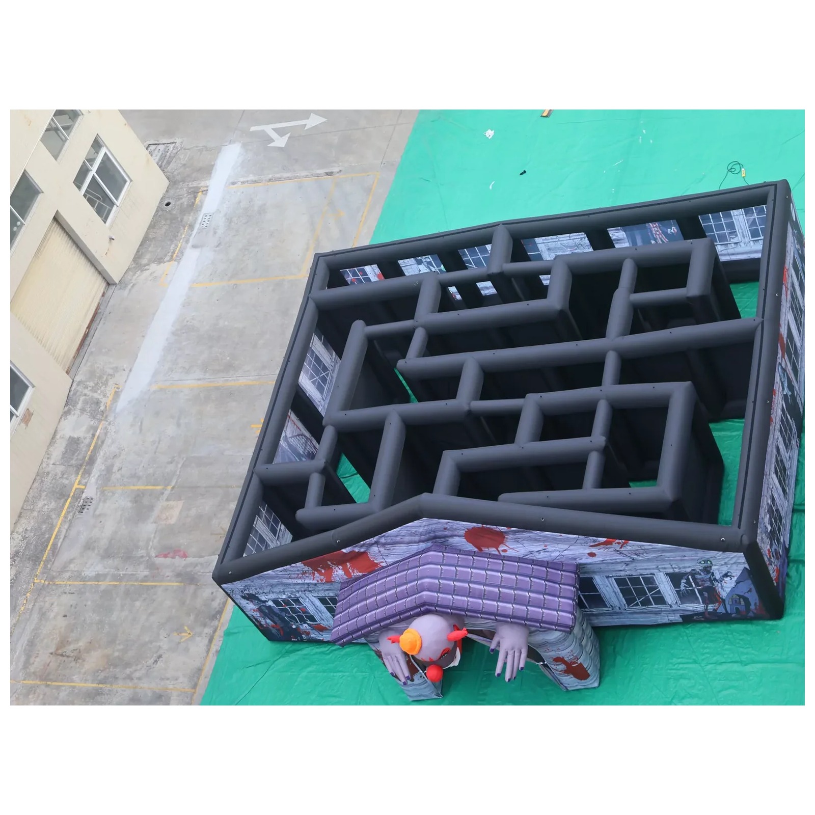 Kids Outdoor Party Venue - Laberinto Inflable Grande con Cubierta Gris