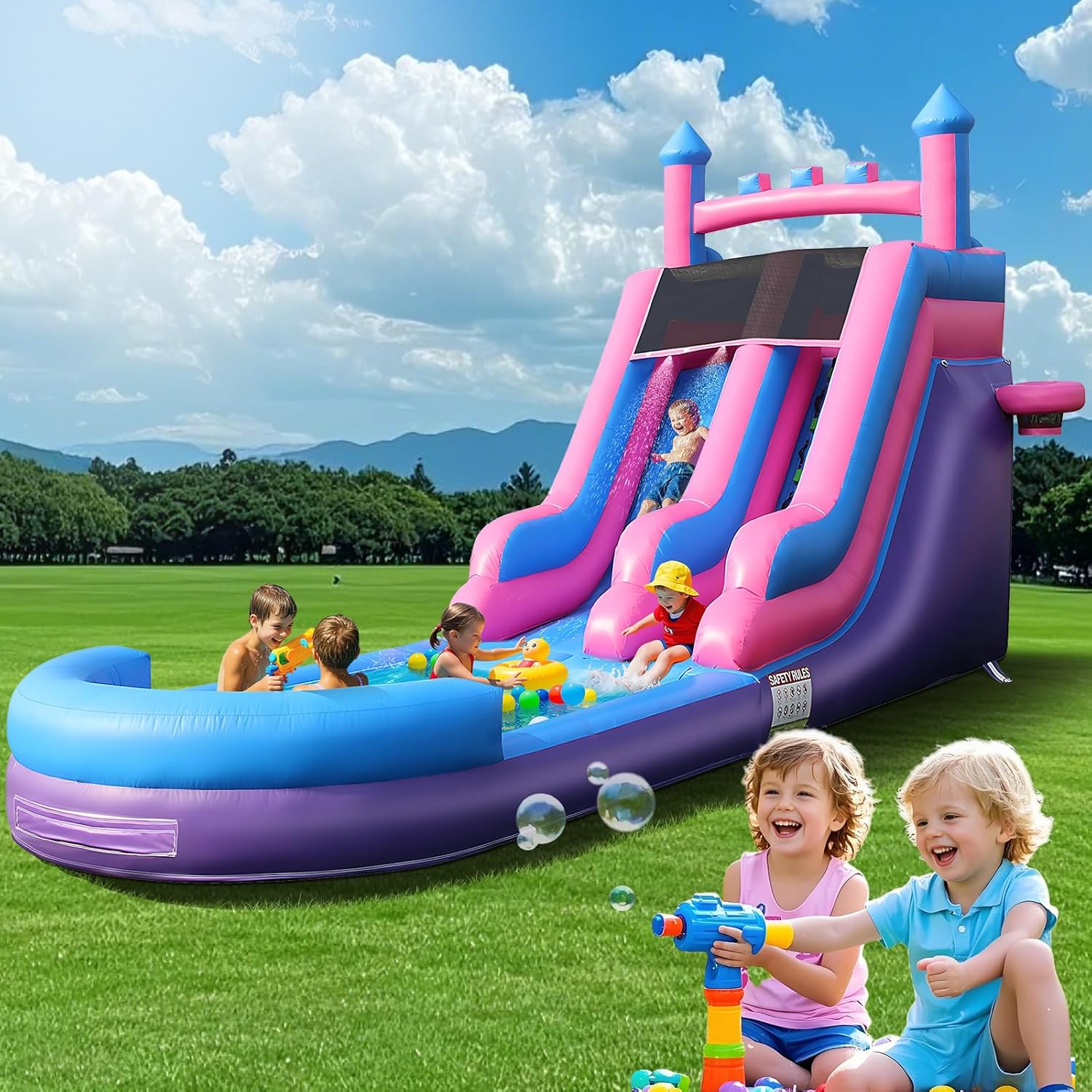 Kids Outdoor Park - Tobogán Acuático Inflable Resistente de 26.2