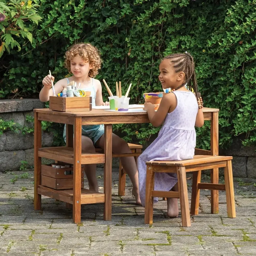 Kids Outdoor Activity Table - Conjunto de Mesa y 2 Bancos