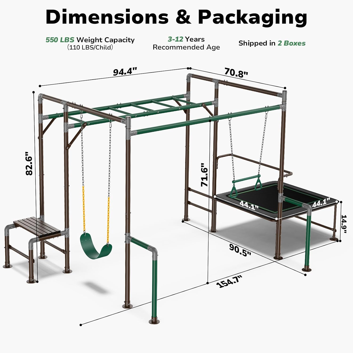 Kids Outdoor Monkey Bar Set - Parque Infantil Exterior para Niños con