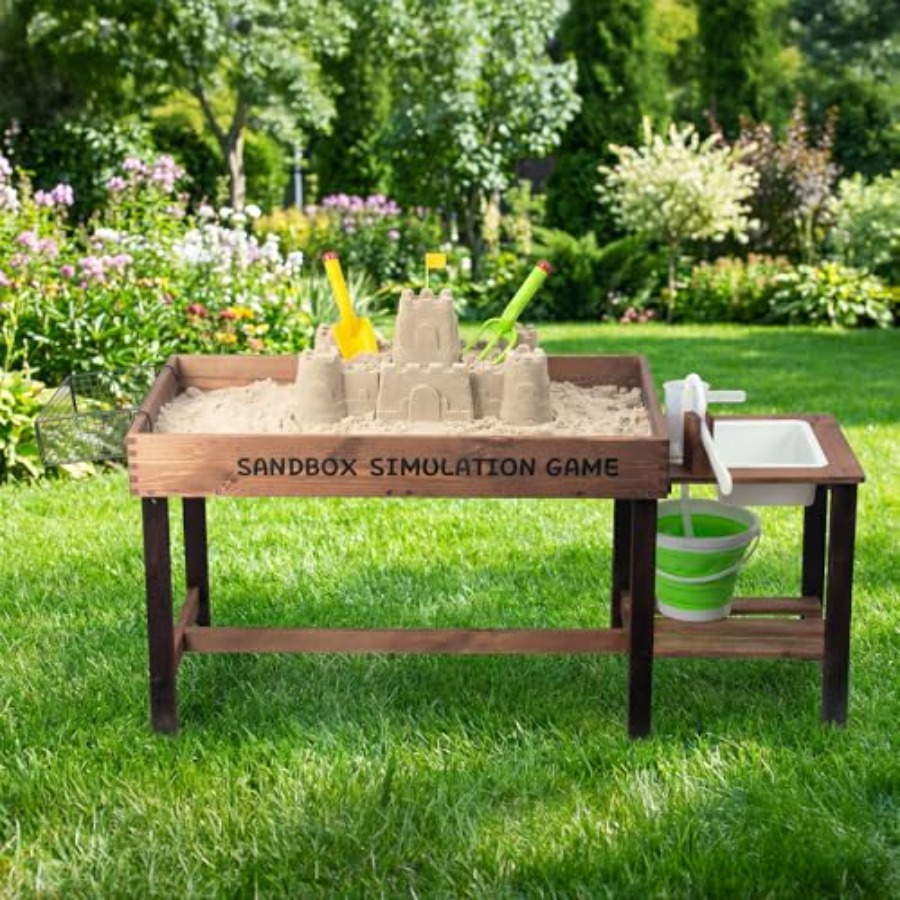 Kids Outdoor Activity Table - Mesa de arena de madera para
