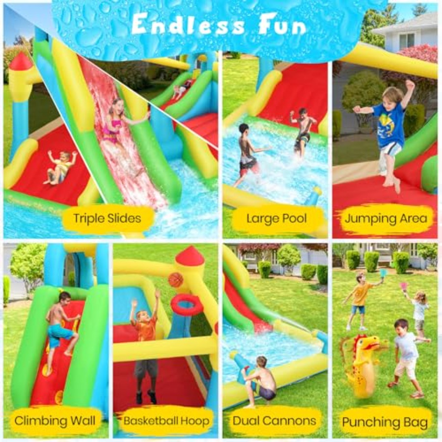 Casa de juegos inflable acuáti - Kids Outdoor Climbing Wall reseña y precio