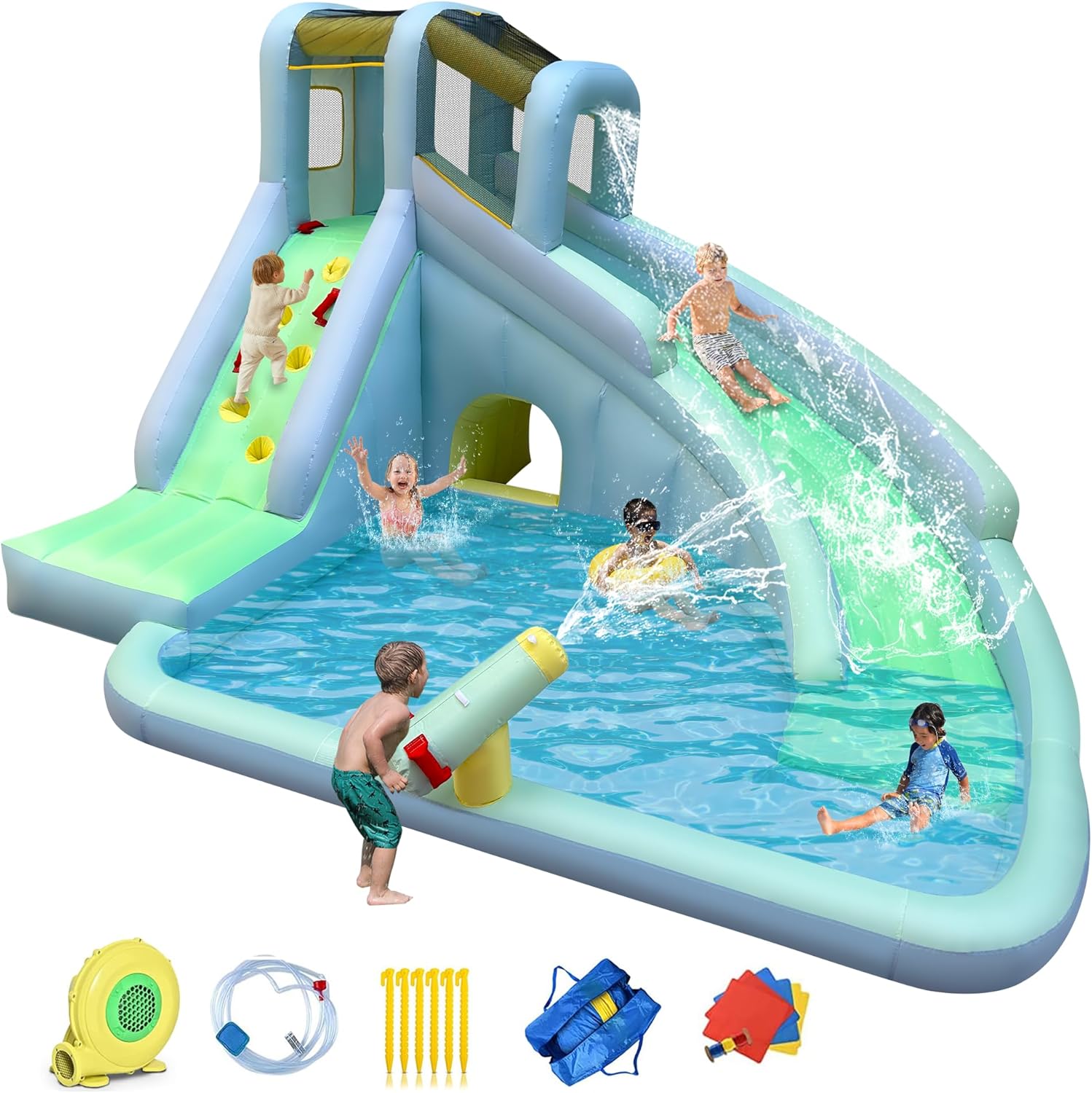 Parque Acuático Inflable 6 en  - Kids Outdoor Climbing Wall reseña y precio