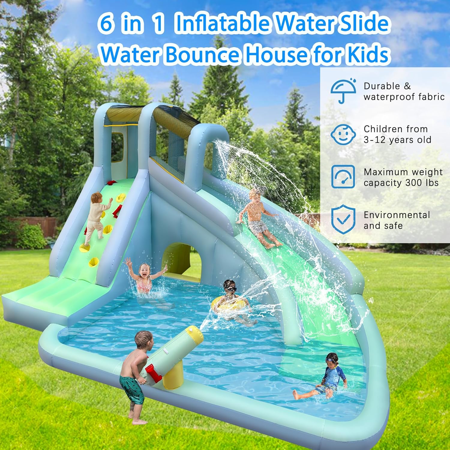 Parque Acuático Inflable 6 en  - Kids Outdoor Climbing Wall reseña y precio