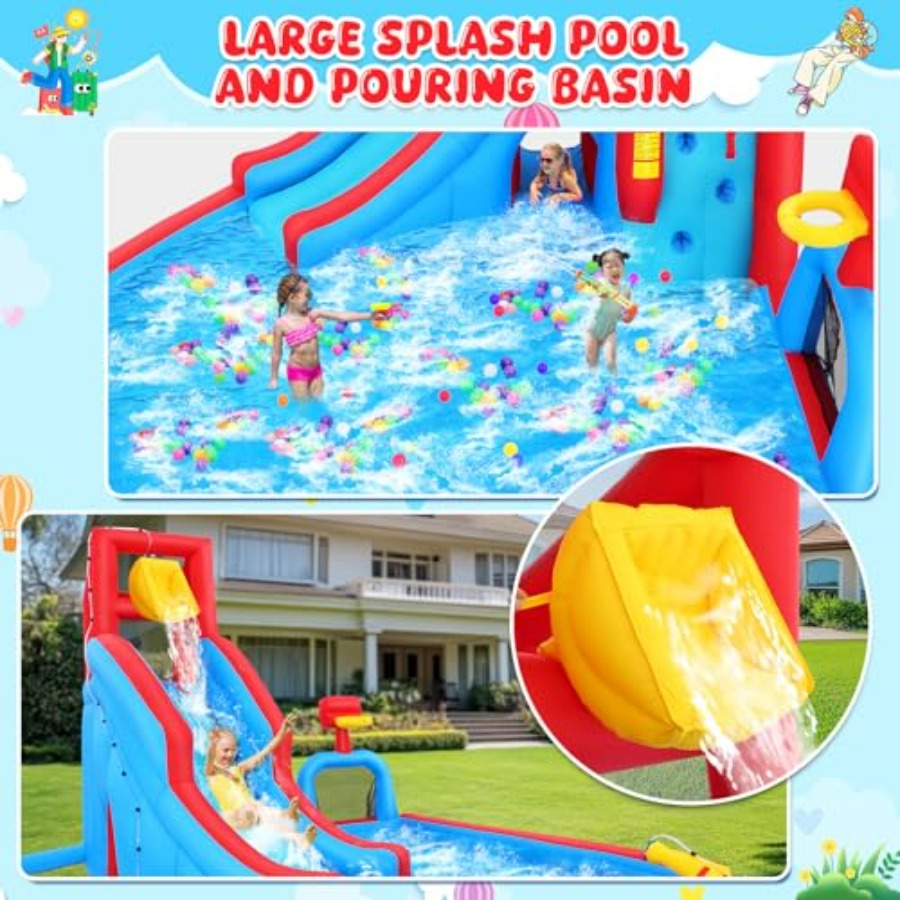 Tobogán acuático inflable para - Kids Outdoor Climbing Wall reseña y precio