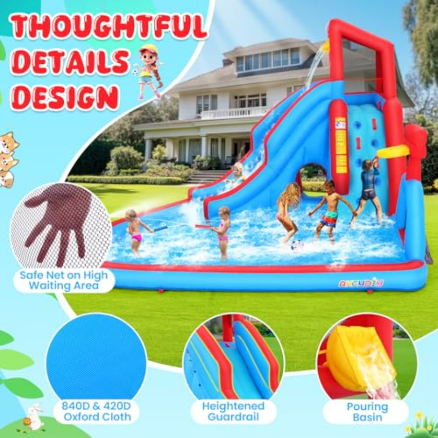 Tobogán acuático inflable para - Kids Outdoor Climbing Wall reseña y precio