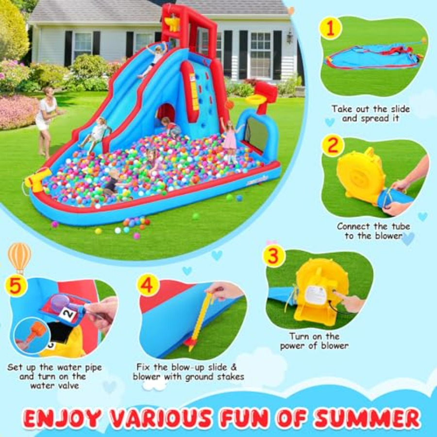 Tobogán acuático inflable para - Kids Outdoor Climbing Wall reseña y precio