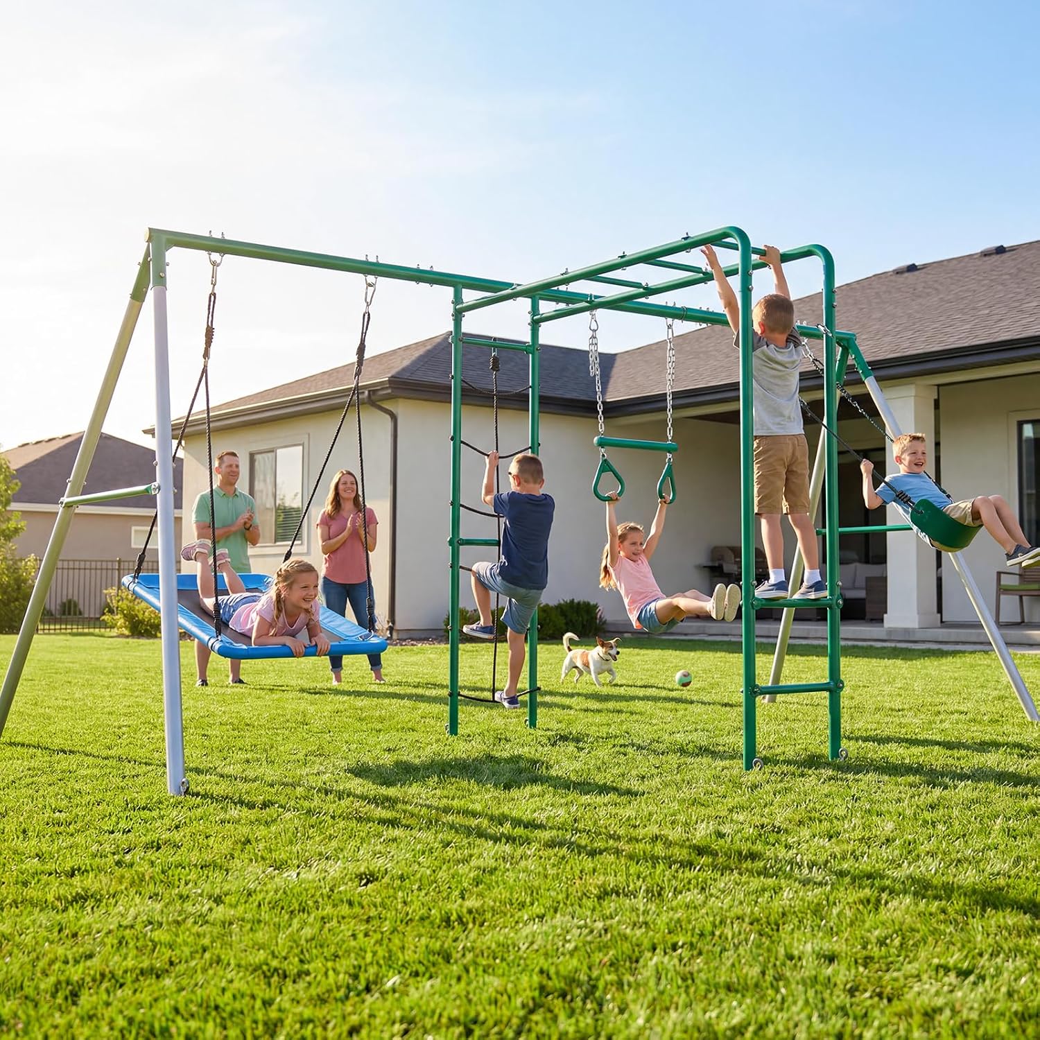 Columpio de Jardín con Barras  - Kids Outdoor Monkey Bar Set reseña y precio