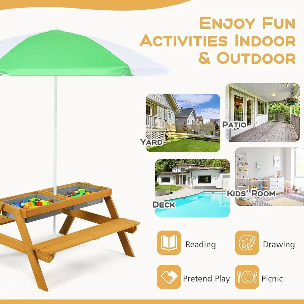 Mesa de Picnic Infantil 3 en 1 - Kids Outdoor Activity Table reseña y precio