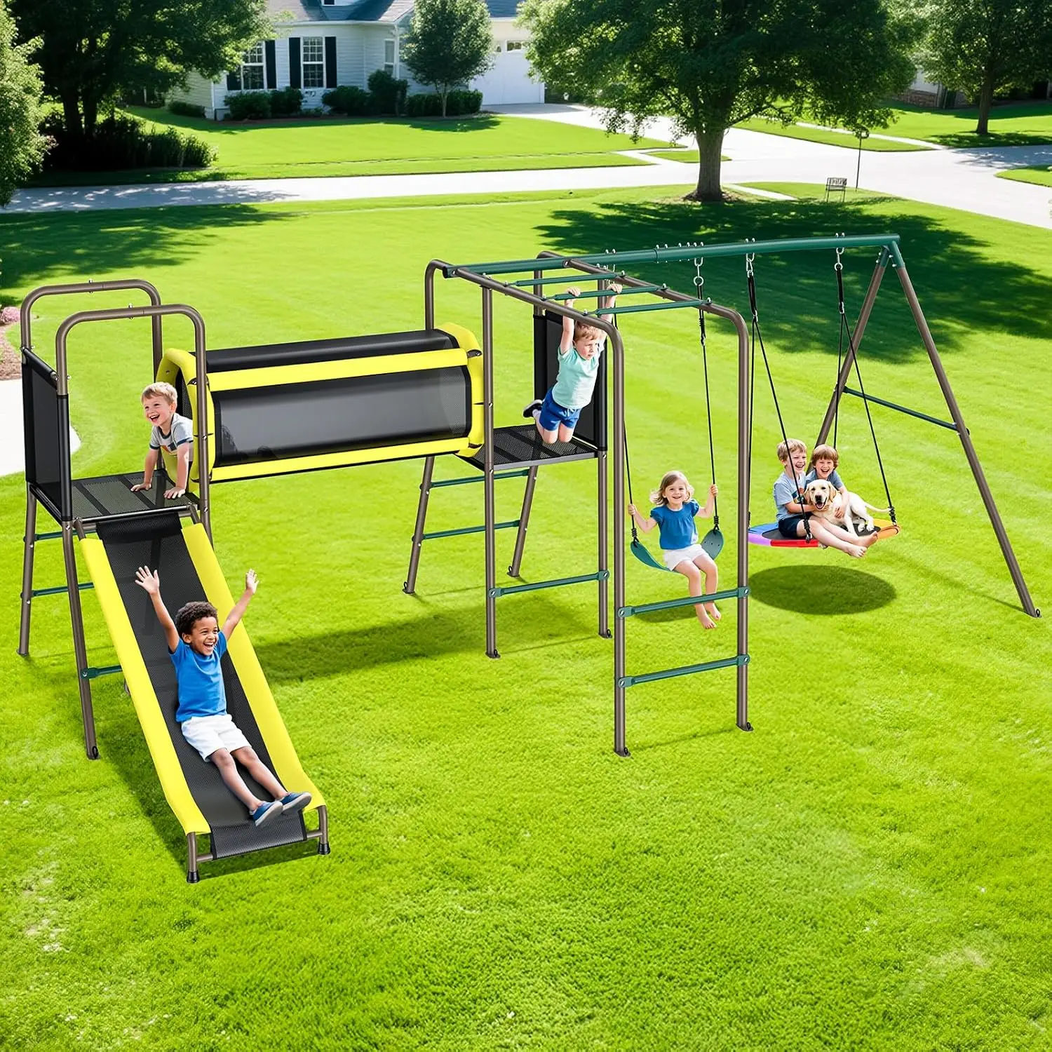 Columpio Hapfan de 660 libras  - Kids Outdoor Monkey Bar Set reseña y precio