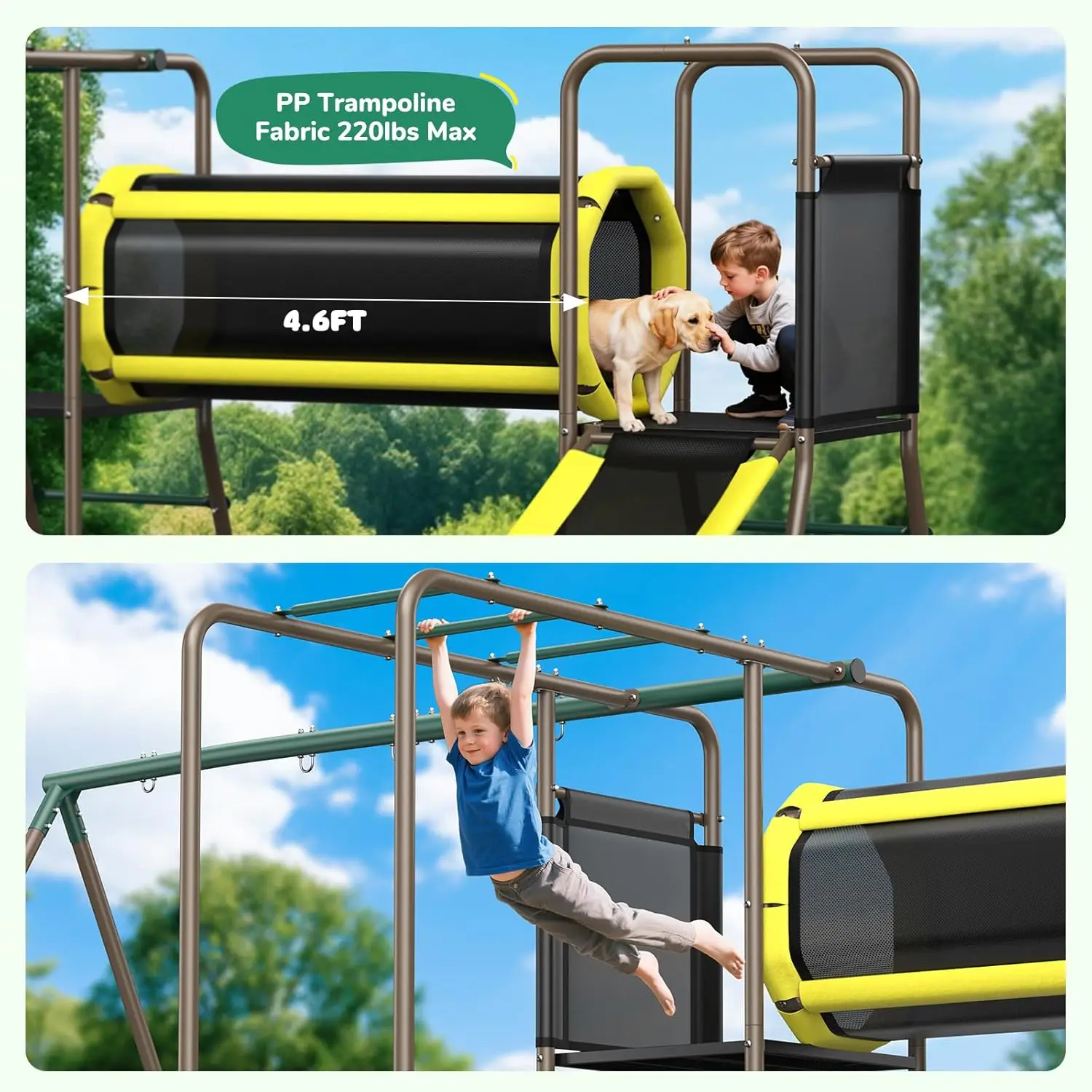 Columpio Hapfan de 660 libras  - Kids Outdoor Monkey Bar Set reseña y precio