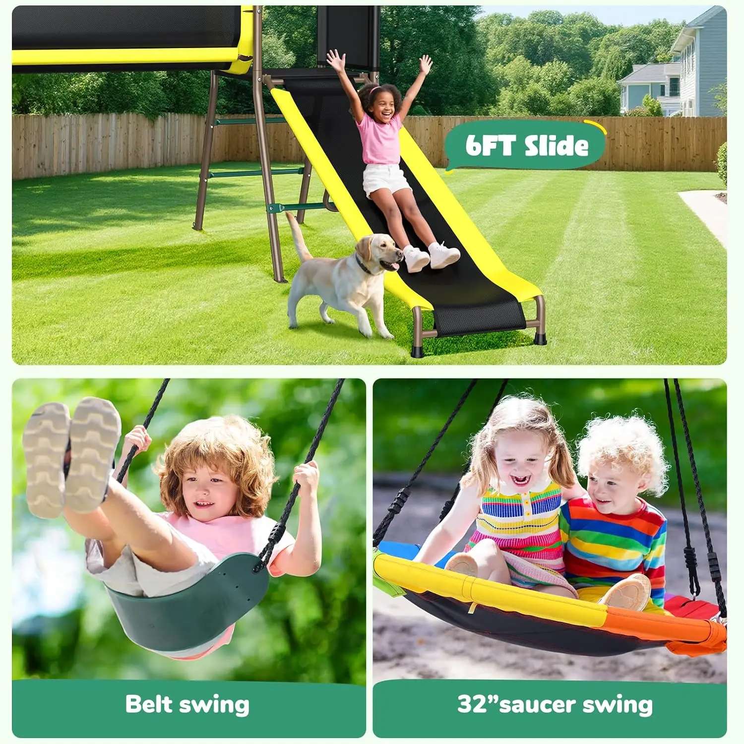 Columpio Hapfan de 660 libras  - Kids Outdoor Monkey Bar Set reseña y precio