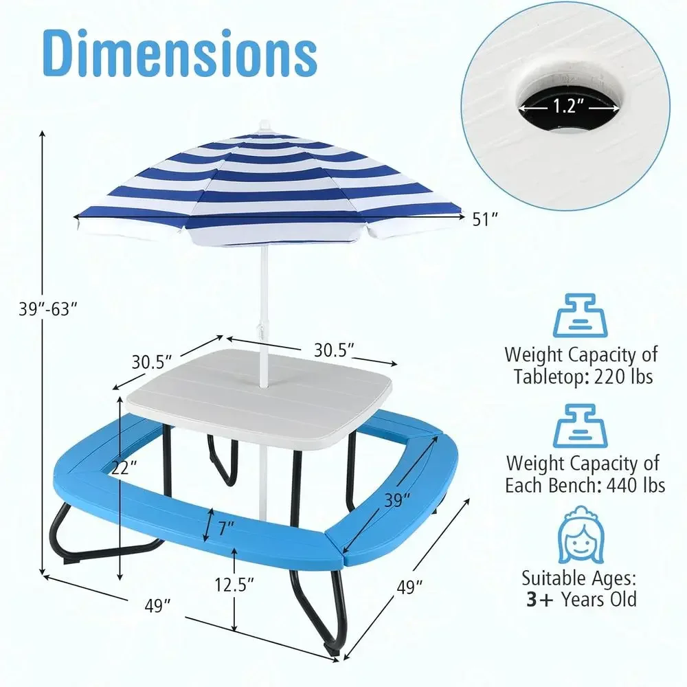 Mesa de Picnic para 8 Personas - Kids Outdoor Activity Table reseña y precio