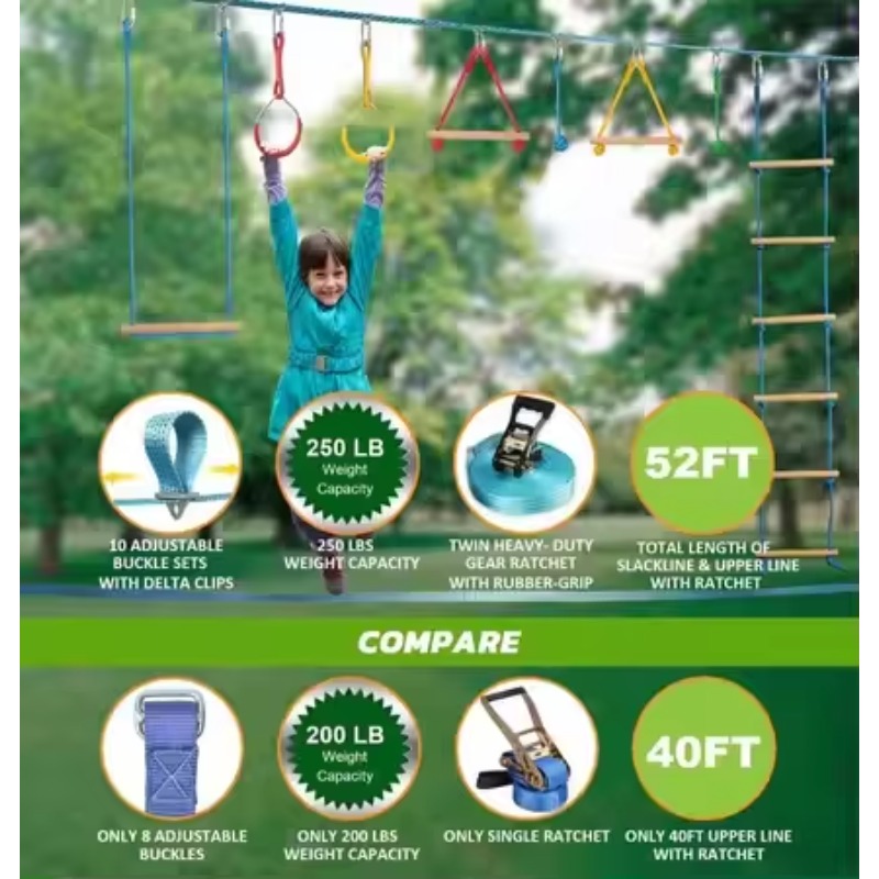 Kit de curso de obstáculos de  - Kids Outdoor Monkey Bar Set reseña y precio