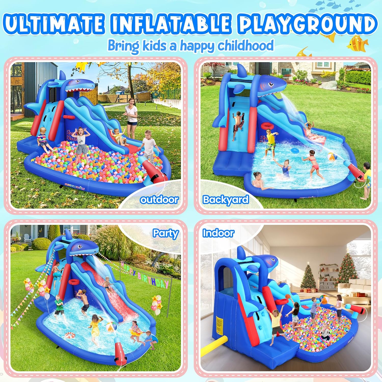 Parque Acuático Inflable con T - Kids Outdoor Climbing Wall reseña y precio