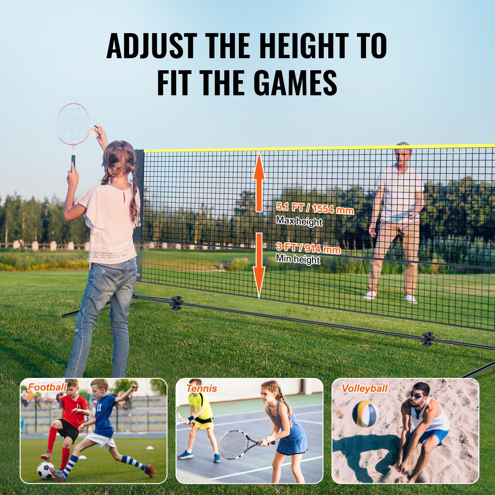 Red de bádminton, red de volei - Kids Outdoor Volleyball reseña y precio