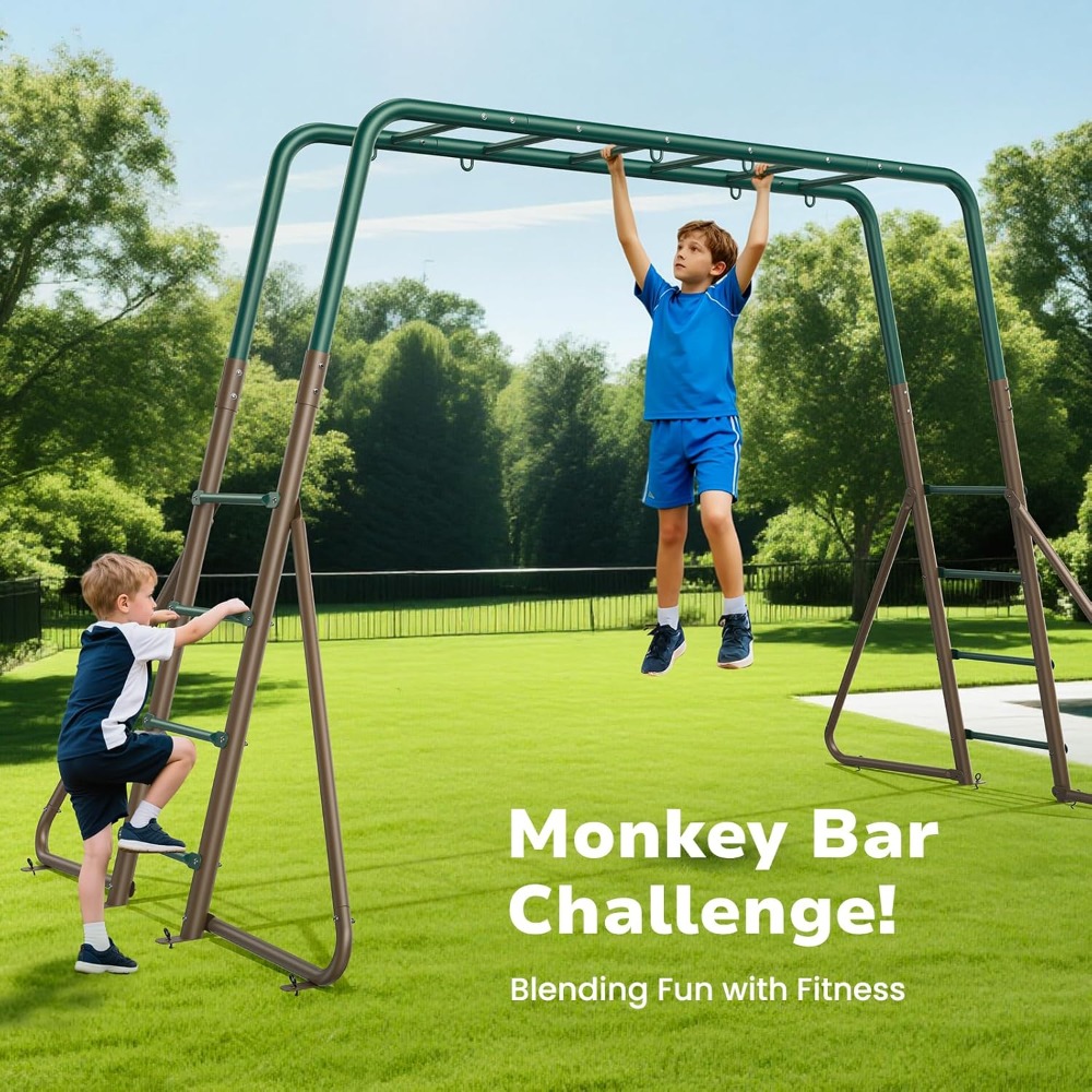 Columpio de Metal Resistente p - Kids Outdoor Monkey Bar Set reseña y precio