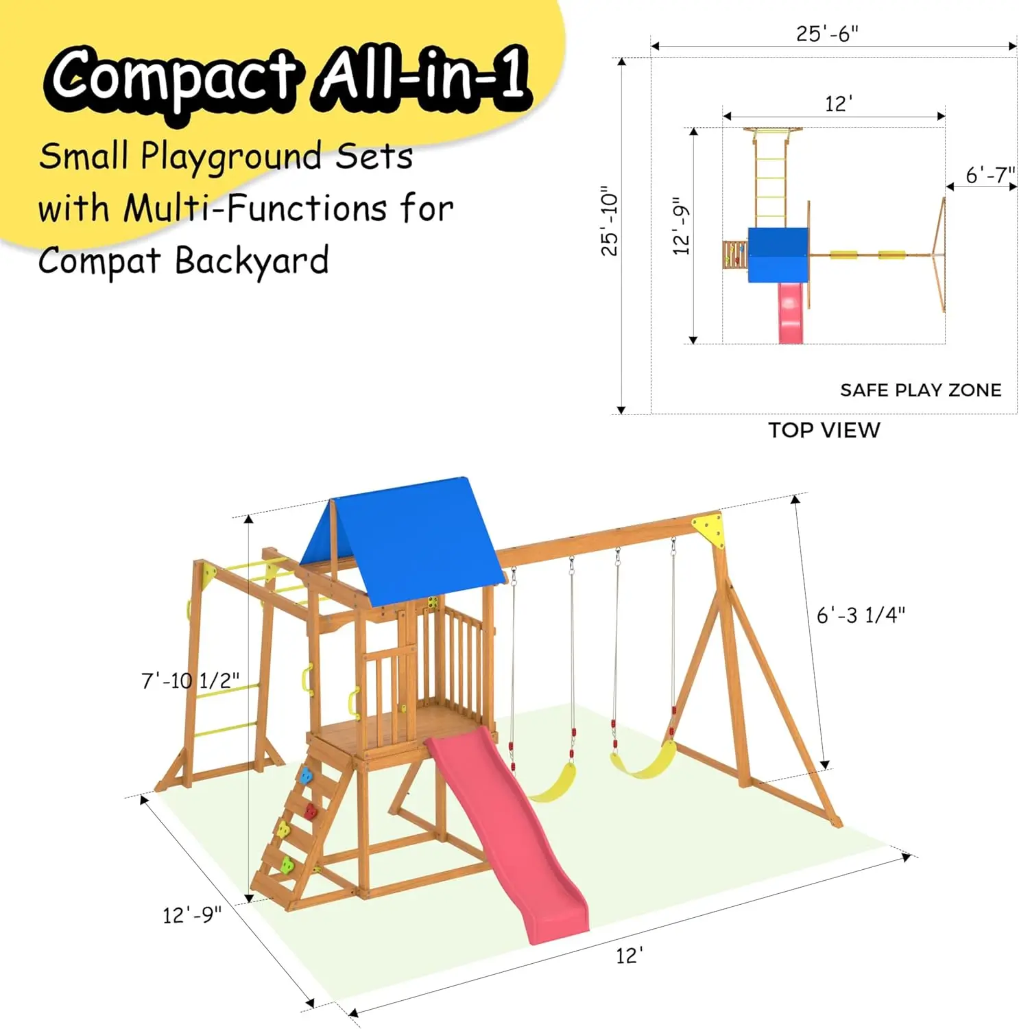 Columpios de madera para patio - Kids Outdoor Monkey Bar Set reseña y precio