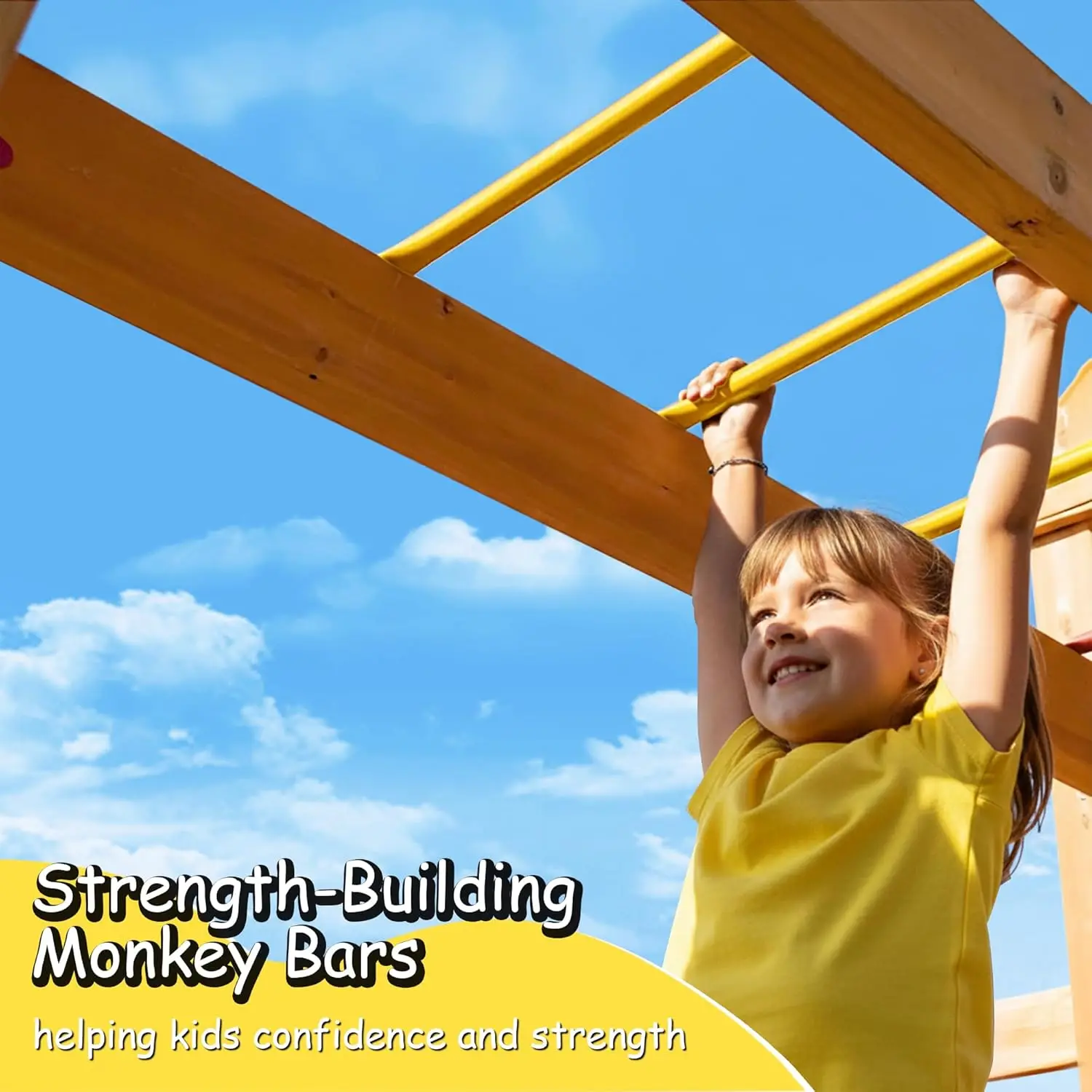 Columpios de madera para patio - Kids Outdoor Monkey Bar Set reseña y precio
