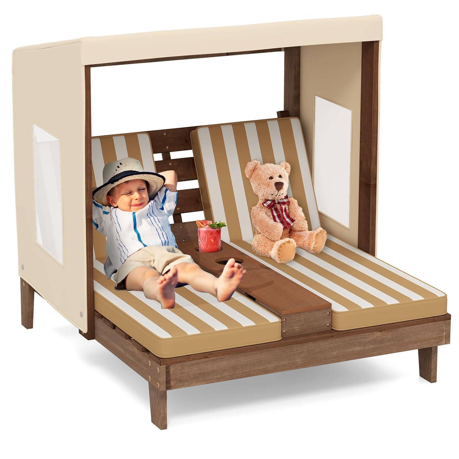 Chaise Lounge Doble de Madera  - Kids Outdoor Lounge Furniture reseña y precio