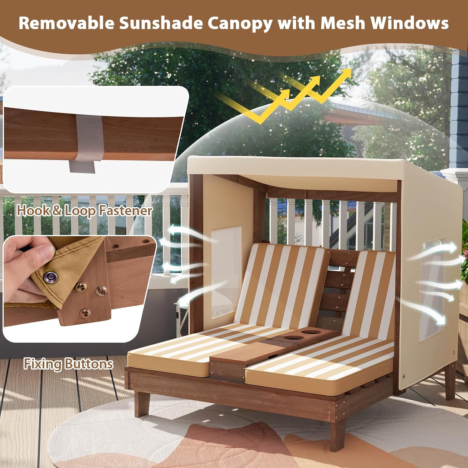 Chaise Lounge Doble de Madera  - Kids Outdoor Lounge Furniture reseña y precio