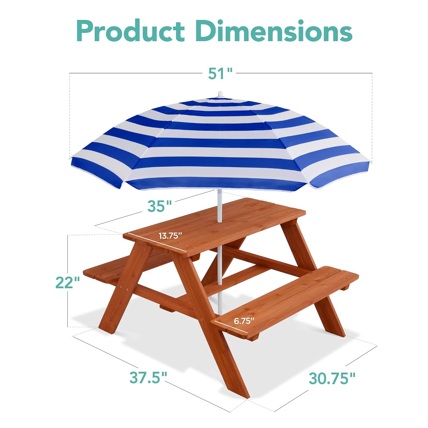 Mesa de picnic de madera para  - Kids Outdoor Activity Table reseña y precio