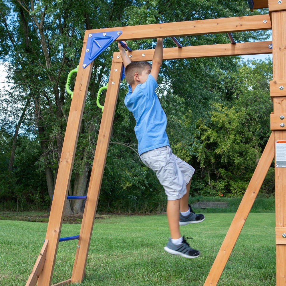 Columpio de madera de cedro pa - Kids Outdoor Monkey Bar Set reseña y precio